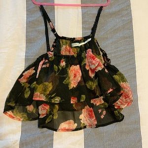 Black rose sheer top